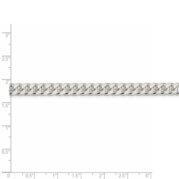 Men's 7mm, Sterling Silver Solid D/C Domed Curb Chain Necklace, 20 In